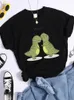 Women's T Shirts Hug Me Kawaii Green Little Dinosaur Women T-Shirt Summer Casual Street Hip Hop Crop Top Personality Breathable Shirt