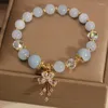 Strand à la mode naturel bleu de mer trésor Jade cristal Bracelet femmes lumière luxe perle argent sac pendentif bijoux de fête de mariage