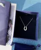 chain Designer brand classic lucky white gold horseshoe inlaid crystal necklace clavicle 11797243909903
