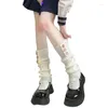 Damensocken Gothic Rippstrick mit Knöpfen Harajuku Preppy Student Boot Cover Schulstrümpfe