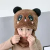 Berets Kids Winter Hat Cap Girl Balaclava Baby Cartoon Kids With Ears Bear Stuff Head Hood DM25