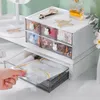 Desktop Cosmetic Kawaii Stationery Storage Box Ins Plastic Drawer Pen Cabinet Office Desk Stackable Organizer 240125