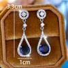 Dangle Earrings French Elegant Royal Blue Teardrop Silver Plated Cubic Zircon Banquet Anniversary Jewelry Accessories For Women