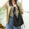 Aufbewahrungstaschen Japanische lässige Kordelzug-Handtasche Kleine frische plissierte Schulter-Damentasche Internet Celebrity Fashion Nylon-Tuch-Crossbody