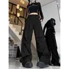 Pantaloni da donna Deeptown Nero Cargo Paracadute Donna Y2k Vintage Coreano Moda Streetwear Pantaloni oversize Harajuku Primavera Pantaloni sportivi