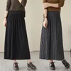 Skirts 2024 Autumn/Winter Knitted Pleated Skirt High Waist A-Line Elegant Fashion Casual All-Match Long Sweater Saias Z2754