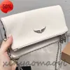 2023SS Evening Bags Populära kvinnors väska Handväskor Diamantrika Zadig et Voltaire Rivets Sheepskin Läder Messenger Crossbody Handväskor Två kedja Ladie