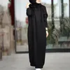 Muslim Dress AutumnWinter Women's Sweatshirt Fashion Hooded Long Sleeve Long Dress Casual Solid Color Hooded Tank Top Robe 240119