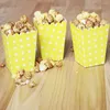 Ta ut containrar 10st popcorn lådor hållare kartonger papperspåsar prickar lådan för biografdessert bord bröllop gula och