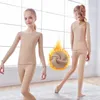 Tuta termica per ragazze Set di biancheria intima in pile Set di velluto invernale Top Collant Set di abbigliamento Body per bambini Nudo Tuta sportiva 240118