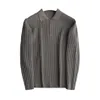 ポロシャツメンズ韓国スタイルニットロングリーブポロシャツ温かいビジネスTシャツ男性スリムフィット高品質のブランド服240123