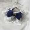 Dog Apparel Fashion Pet Scarf Accessories Saliva Towel Neck Strap Lace Bowknot Neckerchief Puppy String Bib Pearl Collar