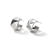 Stud Earrings Real 925 Sterling Silver Wrinkle Texture Pattern For Women Light Luxury Fine Jewelry Minimalist Accessories