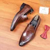 Chaussures habillées anglais Slip-on pour hommes en cuir pointu affaires décontractées