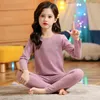 Autunno Inverno Biancheria intima termica Completo per ragazze Set di abbigliamento Ragazzi Pigiama Set Bambino Nessuna traccia Indumenti da notte caldi Colori caramelle Abbigliamento per bambini 240131