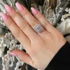 Fedi nuziali Huitan Moda Donna Forma geometrica Cristallo Cubic Zirconia Splendidi accessori da sposa Gioielli per feste