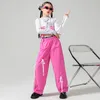 Wear 2024 Jazz Dancing Tenues For Girls White Vesy Cargo Pants Streetwear Children Vêtements Hip Hop Performance DQS14757