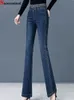 Vintage wysokiej talii dżinsy sprężynne dżinsowe spodnie drukowania pantelones femme duży rozmiar 75 kg rozciągnięcie vaqueros zwyczajny chudy hose 240119