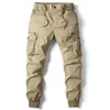 Calças de carga dos homens jogging calças casuais algodão comprimento total militar dos homens streetwear trabalho tático calças treino plus size 240127