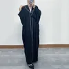 Roupas étnicas F357Linho Aberto Abaya para Mulheres Bordado Kimono Abayas Muçulmano Dubai Turquia Luxo Kaftan Hijab Vestido Saudita Islâmico