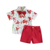 Kleidungssets Sommer Weihnachten Kinder Jungen Shorts Set Santa Print Shirt und Outfits Anzüge Weihnachtskleidung