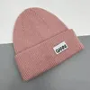 Solid Knitted Beanies Caps For Women Warm Female Letter Cloth Thick Knitted Hats Autumn Winter Outdoor Sport Warm Cap 240122