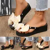 Slippers Fashion Summer Women Thick Soles Wedge Heels Flip Flops Pearl Sequins Size 12 Womens Bubble For