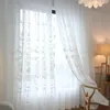 Telas de flores bordadas brancas de alta qualidade estilo europeu voile tule transparente para quarto sala de estar cortinas de janelas 240129