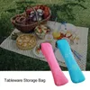 Dinnerware Sets 3/4PCS Picnic Fork Spoon Bag Household Family Camping Travel Cutlery Washable Packaging Storage