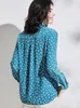 البلوزات النسائية Suyadream Womens 'Silk Silk Crepe de Chine Floral Printed Long Sleeved Chic 2024 Fall Winter Top Top