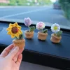 Dekorativa blommor virkade blommor krukta kawaii hand stickade konstgjorda växtrum skrivbord prydnadsdekor Alla hjärtans dag gåva