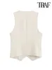 TRAF Women Fashion Front Button Fitted Waistcoat Vintage Sleeveless Welt Pockets Female Outerwear Chic Vest Tops 240125