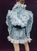 Stage Wear Faux Denim Sequins Short Jacket Mini Skirt Outfit Sexy DJ Singer Bar Nightclub Jazz Dance Costume Party Show Clothes