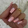 Unghie finte 24 pezzi / scatola Ballerina Flase Nail Tips Nastro colorato Design Art Stile mandorla Stampa finta su rimovibile con colla