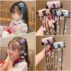 Hair Accessories 1Pair Acrylic Lace Flower Hairpins With Wig Fashion Girl Tassels Ribbons Clips Pins Children Cosplay Headwear Accessor