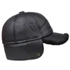 Ball Caps 2024 Winter Middle-aged Dad Cap Baseball For Men Outdoor Windproof Ear Thickened Bomber Hat Men's