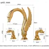 Bathroom Sink Faucets Vidric Luxury Golden Swan Basin Faucet Dual Handles Cold Water Mixer Tap Wash Toilet