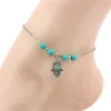 Anklets Bohemian Turquoise Beaded Anklets Girls Summer Beach Starfish Cross Turtle Pendant Ankle Bracelets Women Foot Chain Jewelry YQ240208