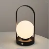 Bordslampor Portable Outdoor Hanging Metal Lamp Dimable Wireless med USB uppladdningsbar sovrum El Bar Bedside Light Light