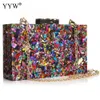 Plånbok Stylish Multi-Color Sequin Evening Bag Luxury Women Bridal Party Prom Blingbling Wedding Clutch Purse Acrylic Handbag 240125