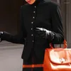Kadın Suit Vonda Kadınlar Sonbahar Blazer Sıradan Düz Renk Katları 2024 Moda O boyun boyun uzun kollu Outwears Kış Ofisi Zarif Baggy