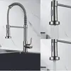 Bathroom Sink Faucets Kitchen 360 Degree Swivel Commercial Solid Brass Single Handle Lever Pull Down Sprayer Spring Faucet