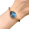 Charm armband mode naturligt kristallsten rep för kvinnor män geometriska blå apatit labradorite lila