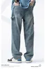 Jeans pour hommes Hommes Baggy Droit Denim Large Jambe Pantalon Surdimensionné Avec Poches Vintage Harajuku Streetwear Pantalon Pantalon De Style Japonais