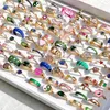 50 stks/partij Trendy Kleurrijke Bloem Hart Vlinder Tai Chi Crystal Drip Olie Ringen voor Vrouwen Meisjes Mode Ins Mix Ring Set sieraden 240118