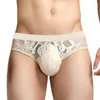 Underpants Mens Sexy Lace Transparente Briefs Malha Ver Através 2024 Homens Underwear Respirável Lingerie Calcinha