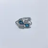 Bagues de cluster 2024 S925 Silver Platinum Plaqué Naturel Londres Blue Topaz Gemstone 4 6mm Vintage Ring Girl Cadeau