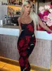 Casual Dresses Hawthaw Women Elegant Floral Printed Bodycon Streetwear Red Long Dress 2024 Spring Summer Wholesale Items For Business