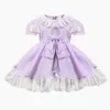 Girl Dresses 2024 Spanish Lolita Princess Ball Gown Lace Bow Puff Sleeve Design Birthday Baptism Eid Party For Girls A3501