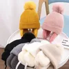 Bérets enfants laine tricoté chapeau 2-7 ans automne hiver bébé filles chapeaux chauds garçons doublure en velours